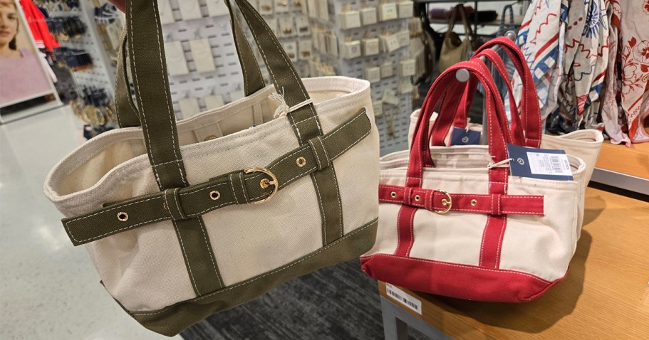 Trendy Canvas Belted Tote Bags from $20 on Target.com
