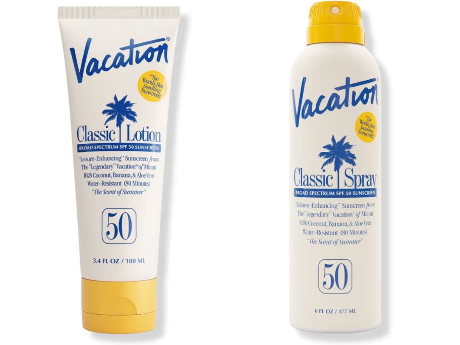 Stock images of two Vacation Sunscreens w/ SPF 50