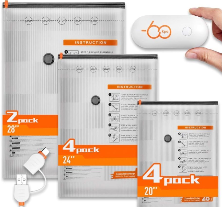 Vacuum bags with a pump