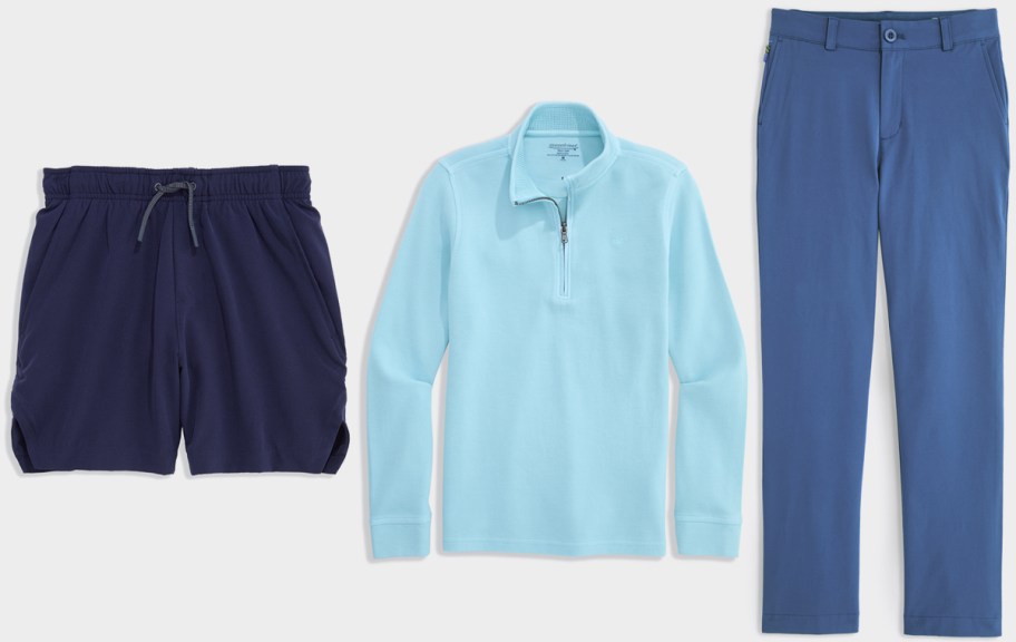 Vineyard Vines Boys&rsquo; Performance Lined Pull-On Shorts, Coastline Quarter-Zip, Performance On-The-Go Pants 