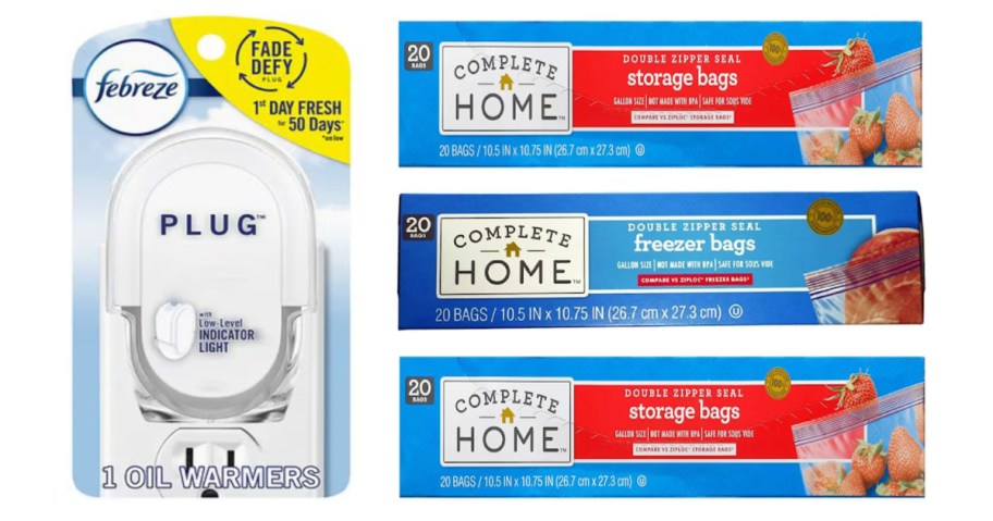 plug-in air freshener andd food storage bags
