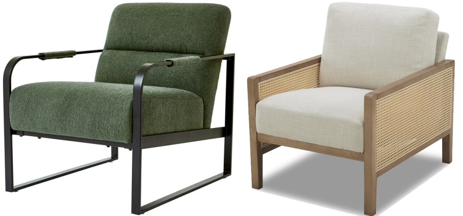 green and grey accent chairs