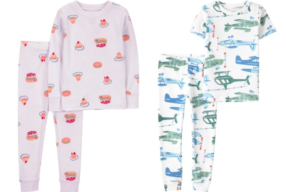 dessert and helicopter print pajama sets