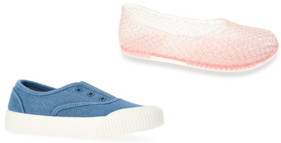 Stock images of two Walmart kids shoes