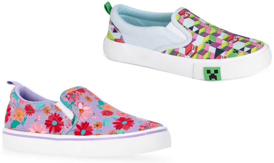 Stock images of two Walmart kids slip on shoes