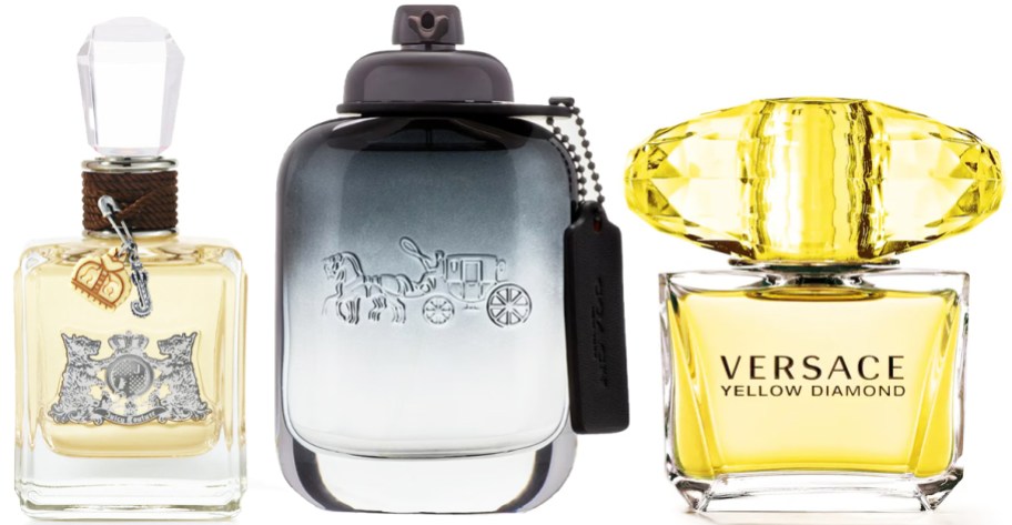 Juicy Couture, Coach & Versace fragrance bottles