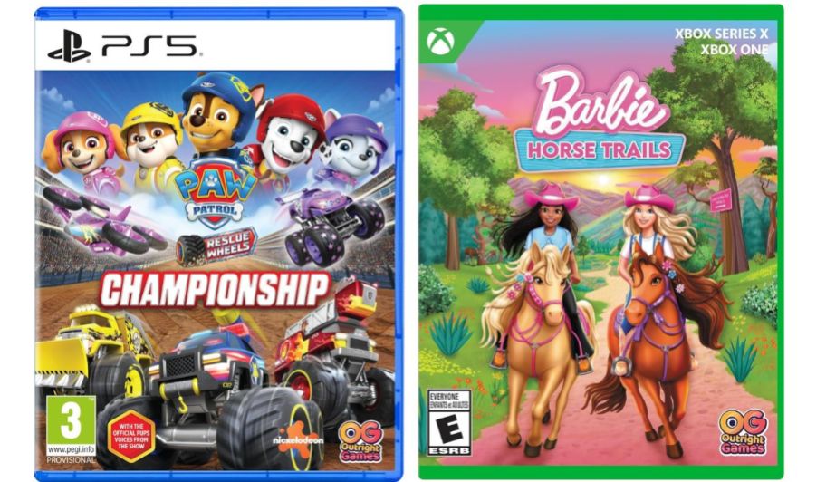 Pay Patrol PS5 video game and Barbie Xbox video game