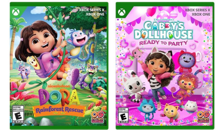 Dora rescue video game and gabby dollhouse video game