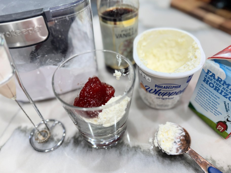 adding jam and cream cheese as cold foam 