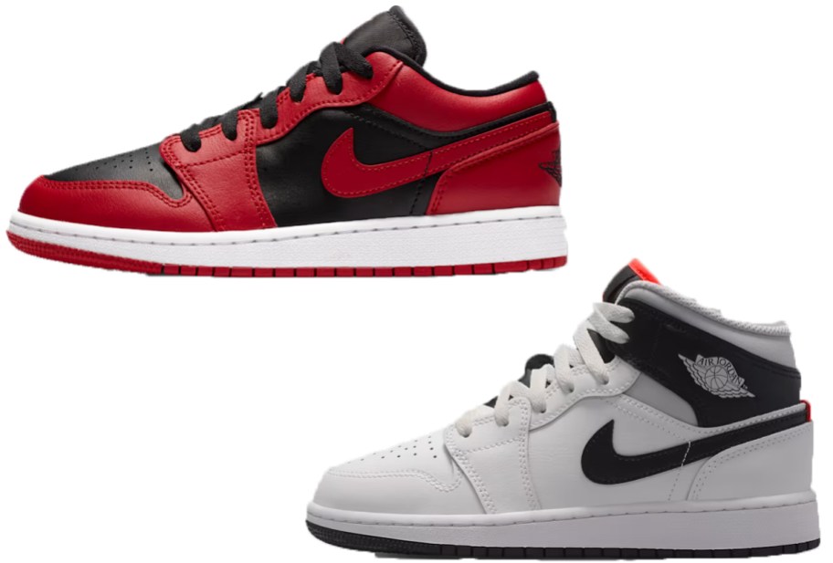 red and gray nike jordan shoes