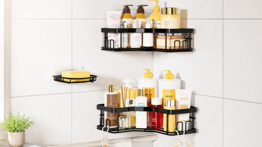 Organize Your Shower with This No-Drill 3-Piece Caddy Set | Just $8.66 on Amazon