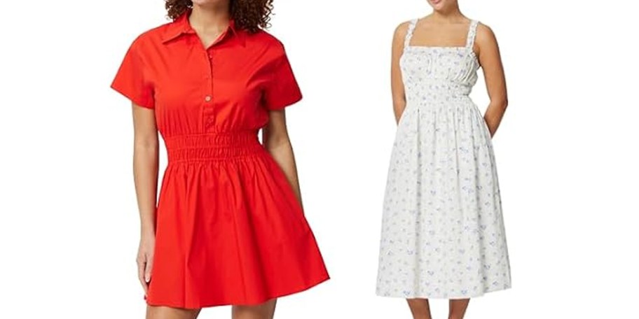 women wearing red and white dresses 