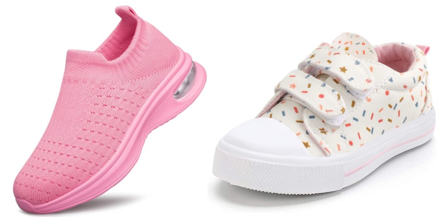 pink and white kids shoes