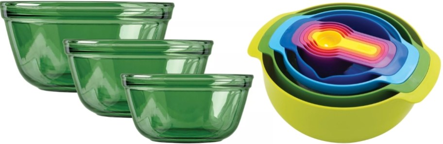 glass and plastic mixing bowl sets