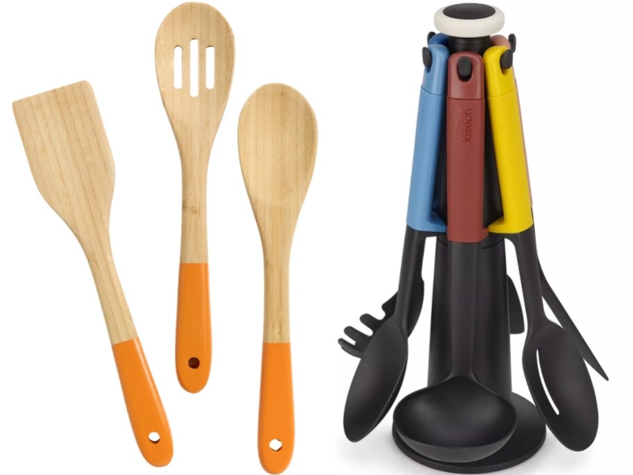 arch studio 3 piece utensil set and Joseph joseph utensil set w/ carousel