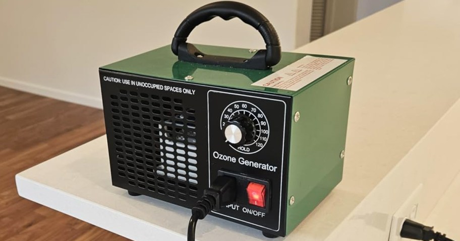 green ozone generator machine on a counter