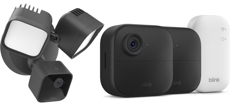 black floodlight and outdoor cameras 