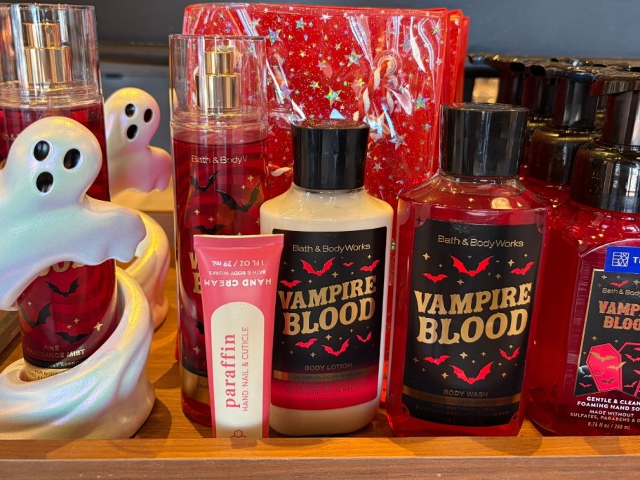 bath & body works bodycare items on display in a store