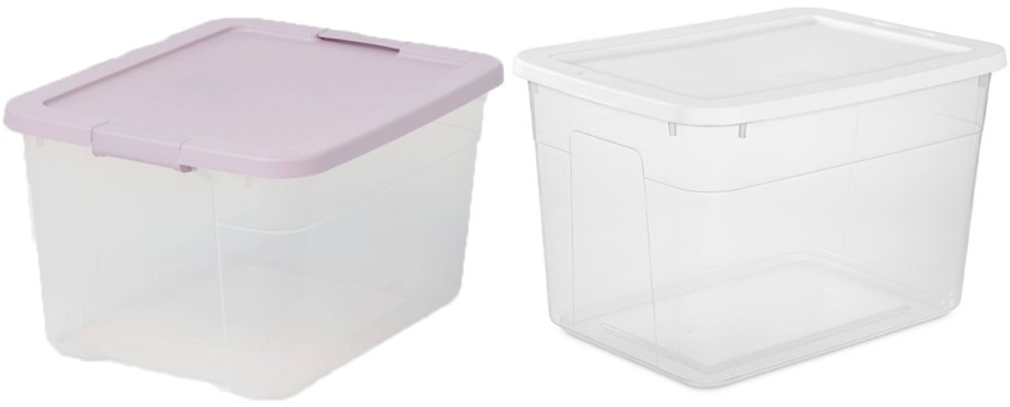 purple and white storage boxes