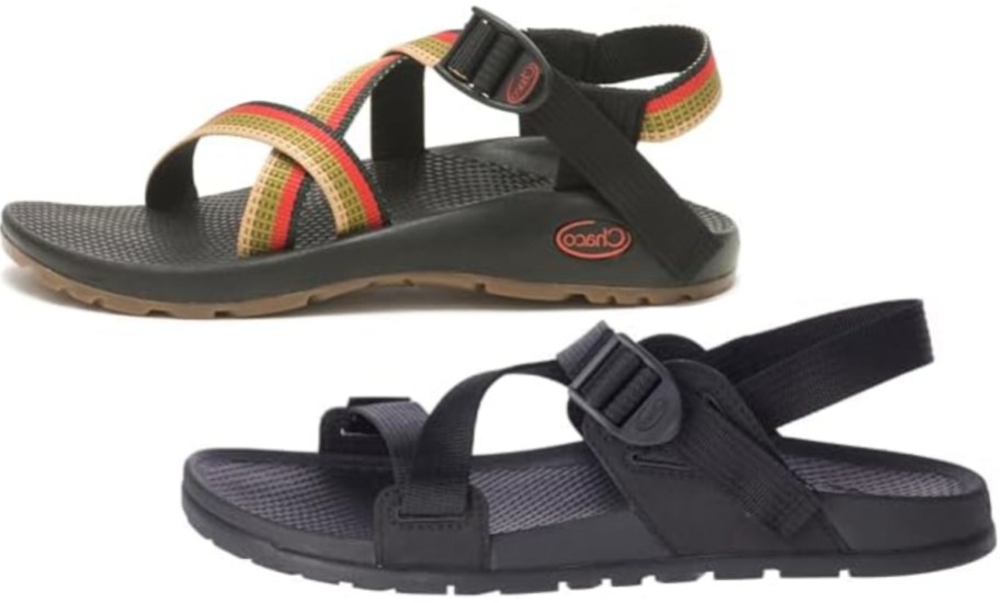 orange and black strappy sandals