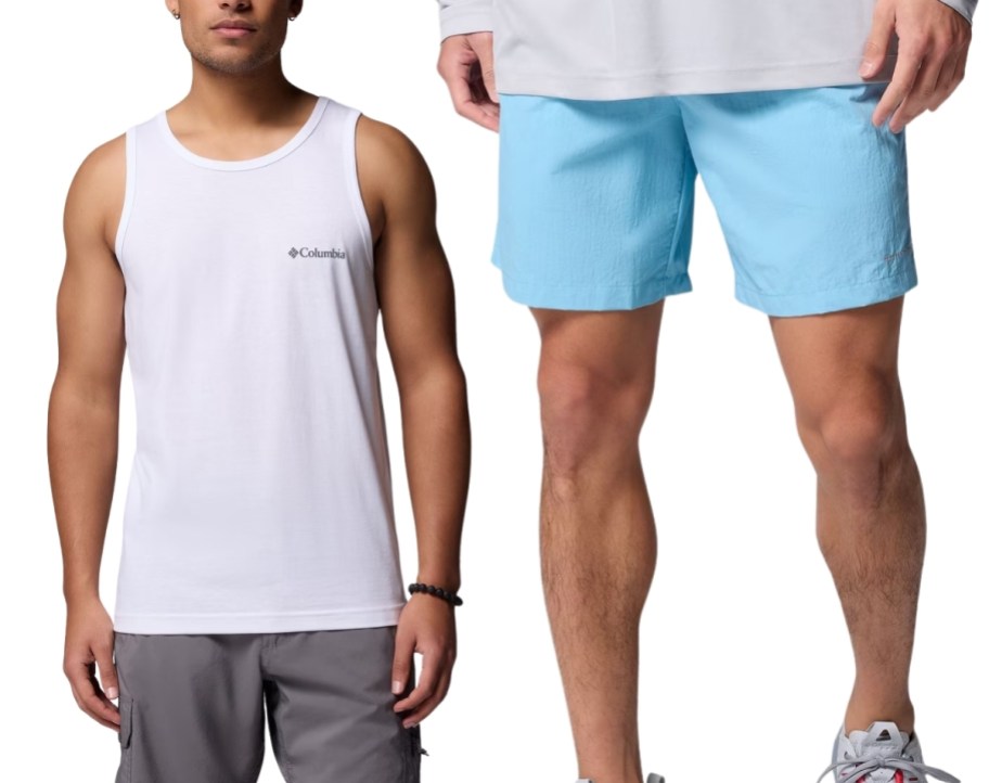 a man in a tank top and one in a pair of shorts