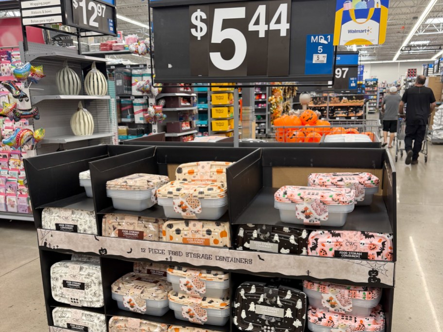 halloween themed food containers on display in store