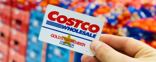 hand holding a Costco Membership card in store
