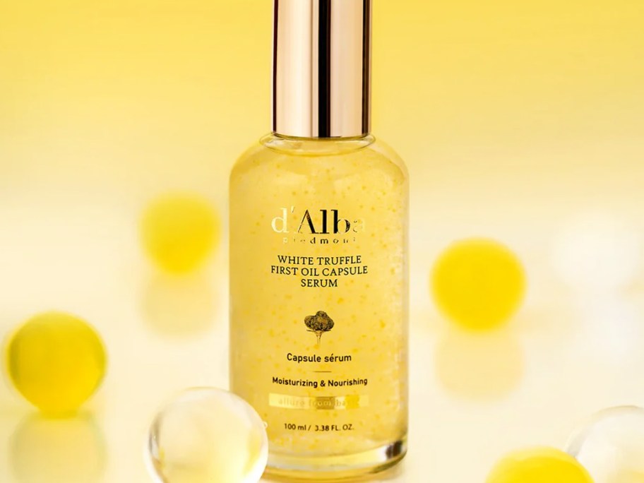 yellow bottle of d'Alba White Truffle First Oil Capsule Serum