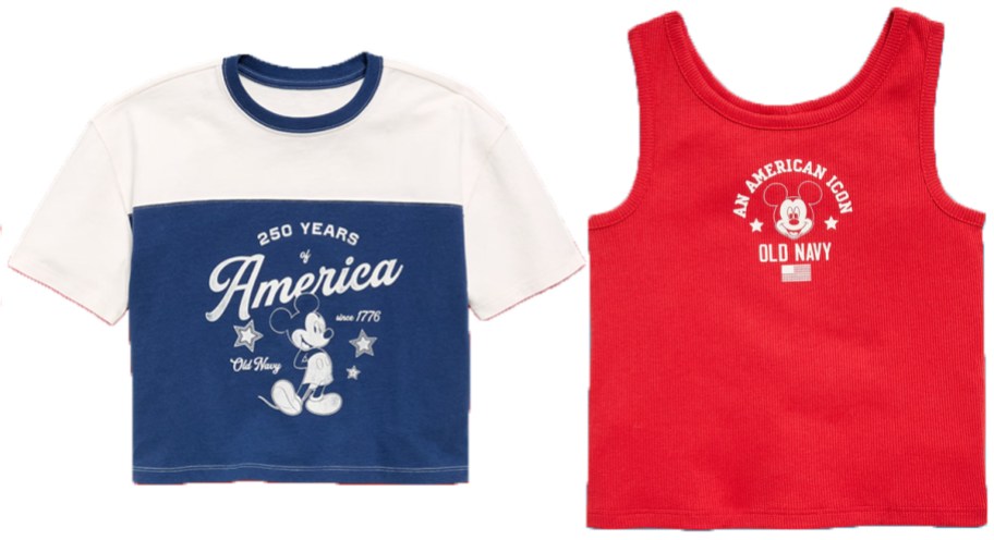 blue and red disney tops