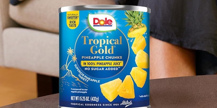 dole pineapple chunks on table