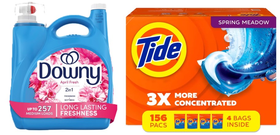 downy fabric softener and tide pods 