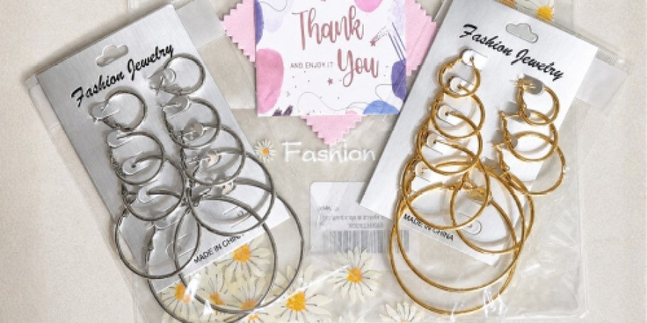 14k Gold-Plated Hoop Earrings 10-Pack Only $5.99 on Amazon