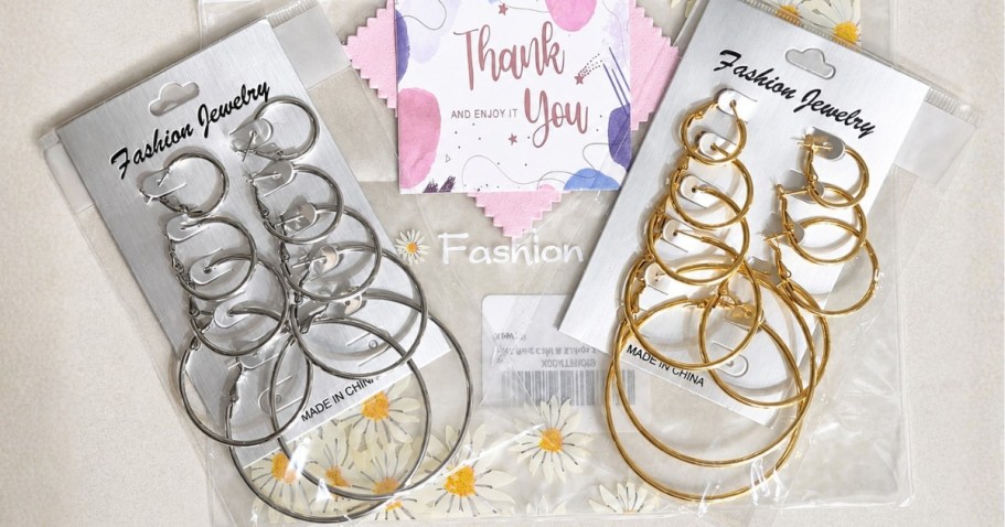 14k Gold-Plated Hoop Earrings 10-Pack Only $5.99 on Amazon