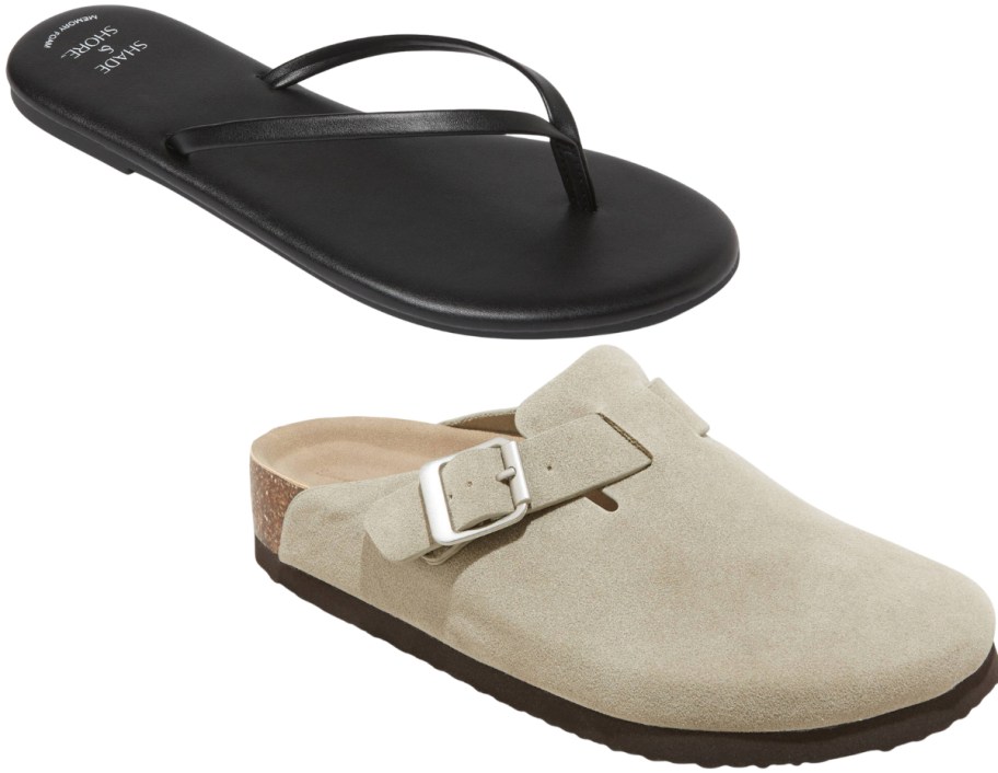 flip flop and foot bed clog