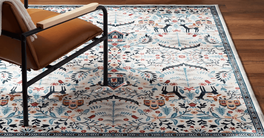 holiday area rug with chair