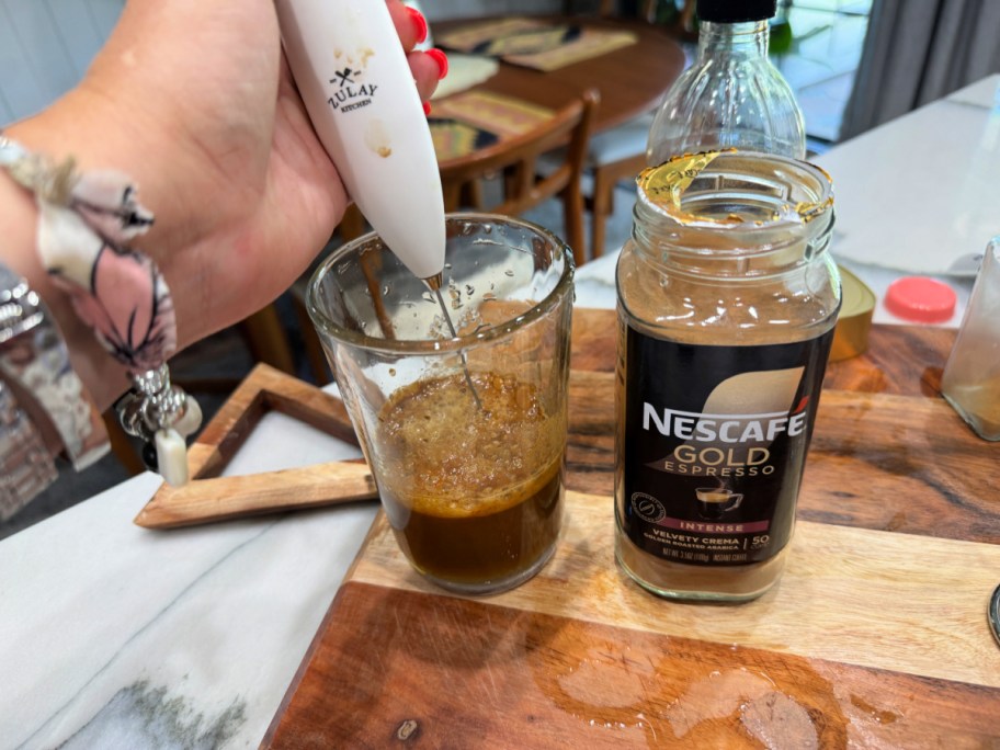 frothing powdered espresso