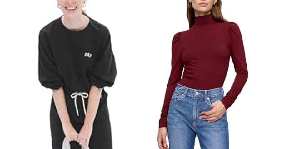 women wearing black and red tops 