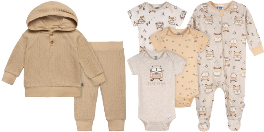 hoodie and pant set with onsies and sleep n play set