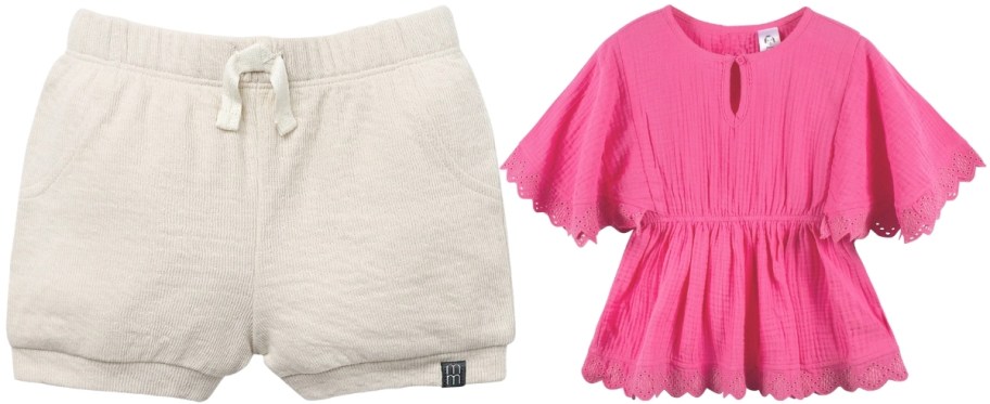 baby/toddler cuffed shorts and baby girl/toddler swim coverup