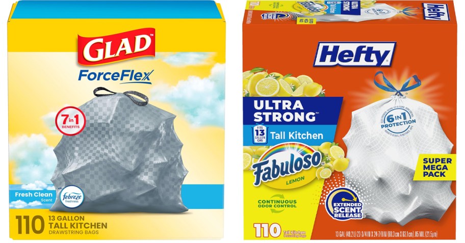 glad and hefty trash bags 