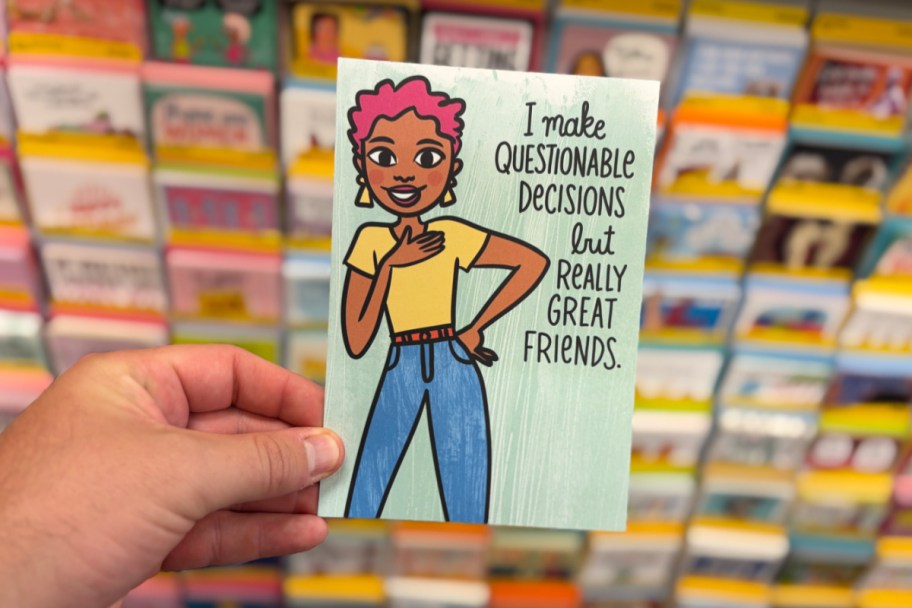 hand holding friendship birthday card
