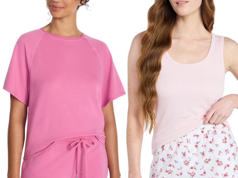 two women wearing joyspun pajama tops