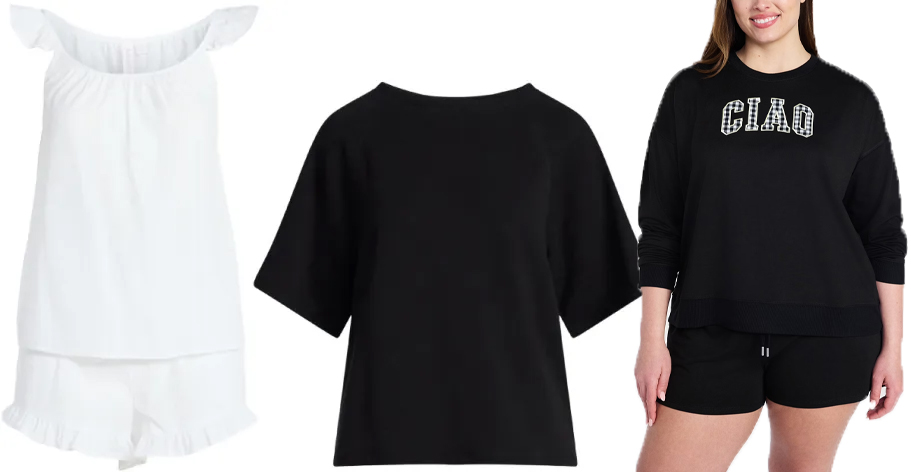 white and black womens pajamas