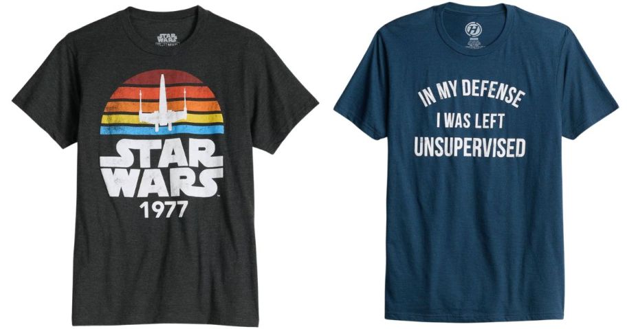 two graphic tees