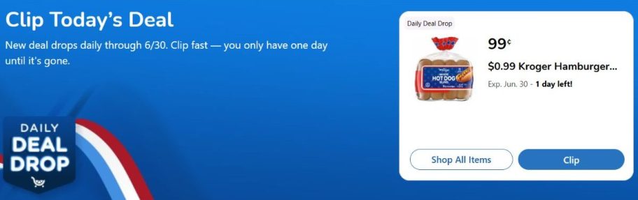 $0.99 Kroger Hamburger or Hot Dog Buns digital coupon