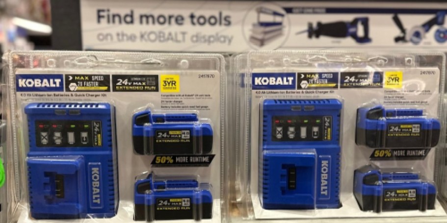 TWO Kobalt Batteries & Charger Just $49 Shipped on Lowes.com ($168 Value)