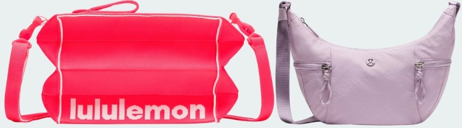 hot pink and lavender lululemon bags