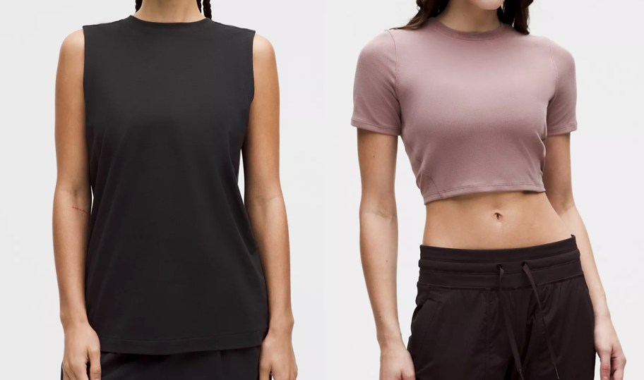 women in black tank top and pink cropped shirt