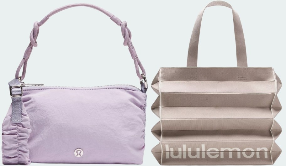 lavender and tan lululemon bags