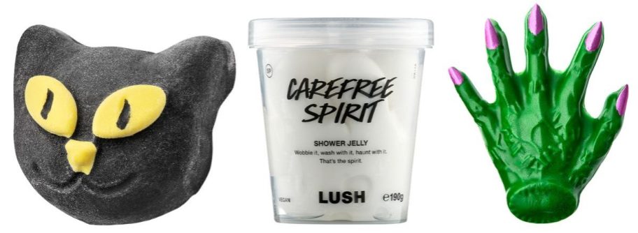 lush bubble bar, shower jelly, and gummy